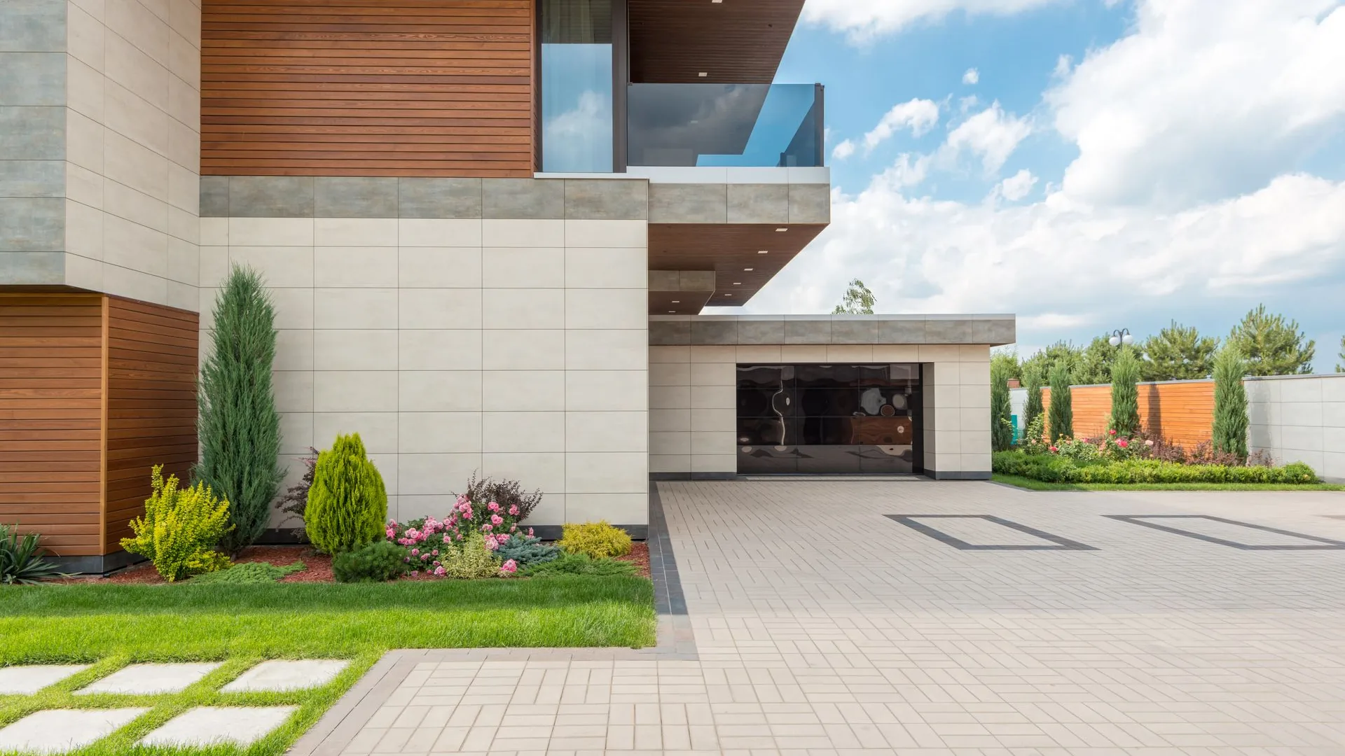 Clean finished concrete driveway